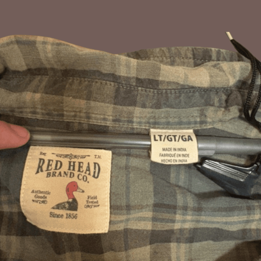 Red Head Plaid Shirt | Green | Size Large Tall | Vintage - Picture 4 of 4
